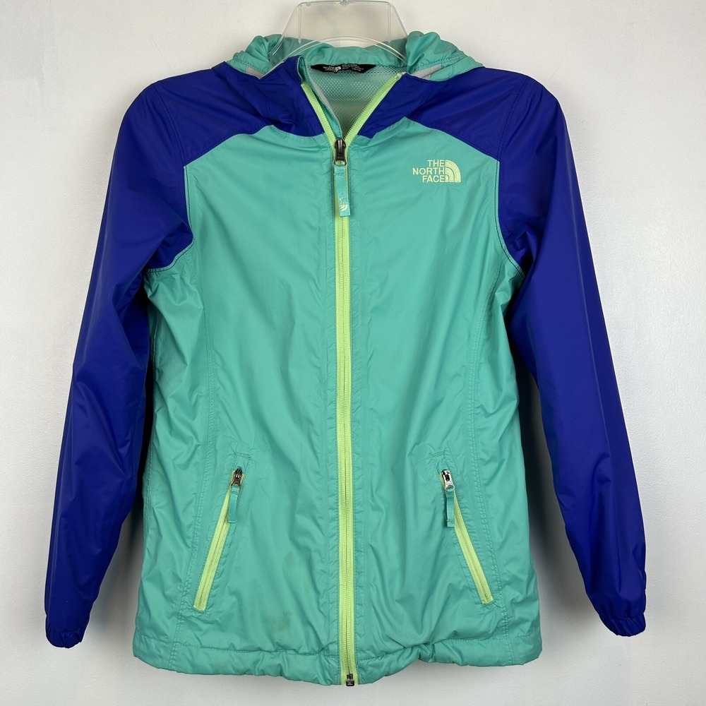 The North Face Jacket Girls Medium 10-12 Green Purple Windbreaker Rain Read
